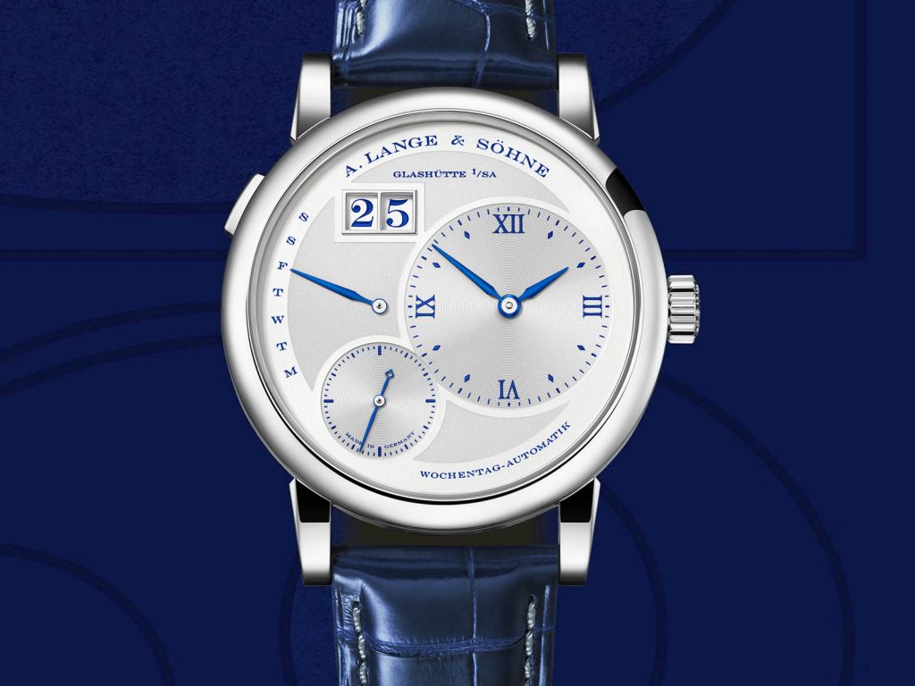 The 18k white gold fake watch has a silvery dial.